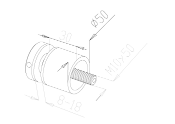 Glass Connectors - Model 4030 - Long CAD Drawing